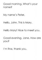 English Worksheet: Greetings - roleplay