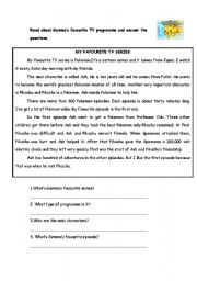 English Worksheet: Readding about Tv series