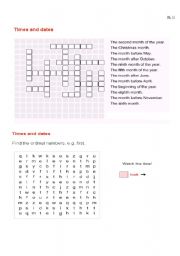 English Worksheet: months and the ordinal numbres