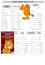English Worksheet: PRESENT SIMPLE WITH GARFIELD