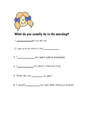 English worksheet: daily rotine