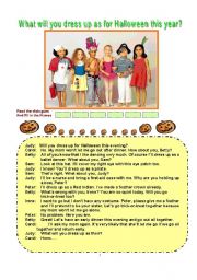 English Worksheet: Dress Up For Halloween
