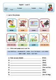 English Worksheet: WHAT CAN THEY DO?