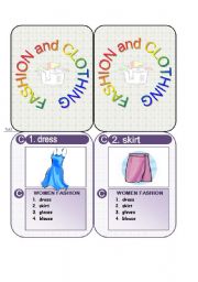 English Worksheet: cards game - fashion and clothing