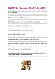 English worksheet: LIVERPOOL, European city of culture 2008