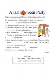 English Worksheet: Halloween activity - A Halloween Party