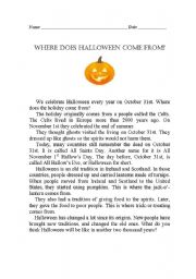 English Worksheet: HALLOWEEN EXERCISE