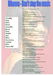 English Worksheet: Rihanna Dont Stop the music