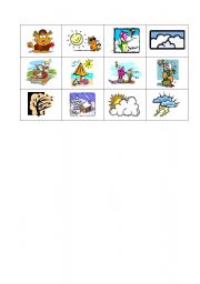 English Worksheet: Cards for board game weather
