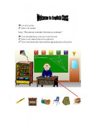 English Worksheet: Review school furniture and prepositions
