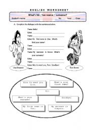 English Worksheet: Name / Surname