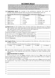 English Worksheet: DICTIONARY SKILLS (exercises 1)