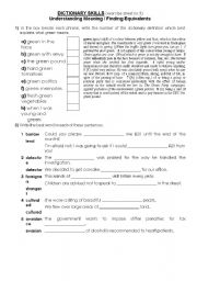 English Worksheet: DICTIONARY SKILLS (exercises 3)