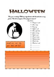 English Worksheet: Write a Halloween Potion