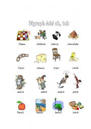 English Worksheet: Digraphs /ch/ ch, tch