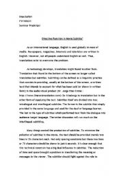 English Worksheet: Reading