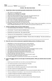 English worksheet: Long Test on Pronouns