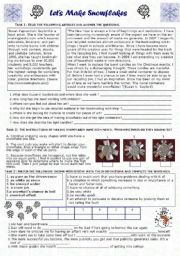 English Worksheet: Lets Make Snowflakes