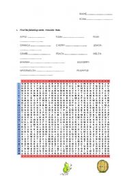 English Worksheet: Fruits and plural