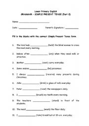 English Worksheet: Simple Present Tense