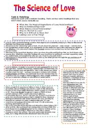 English Worksheet: The Science of Love 