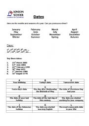 English Worksheet: Dates