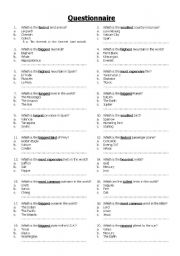 English Worksheet: Comparatives Questionnaire