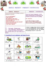 Simple Present versus Present continuous : 3 pages of variuous exercises 