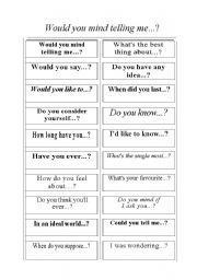 English Worksheet: Would you mind telling me?