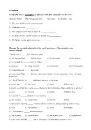 English Worksheet: comparatives and superlatives