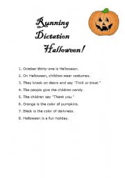 English Worksheet: Running Dictation Halloween!