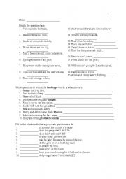 English Worksheet: Question forms review
