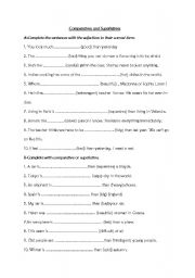 English Worksheet: Comparatives and Superlatives