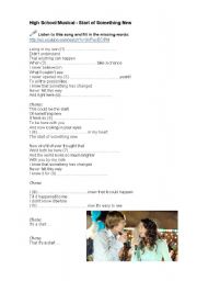 English Worksheet: song Start of Something New, fill in activity