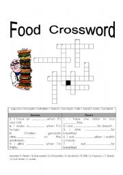 Food crossword - With answer key