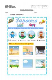 English Worksheet: test on seasons