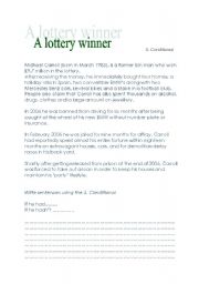 English Worksheet: A lottery winner