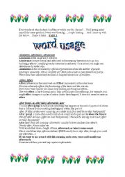 English Worksheet: WORDS IN USE