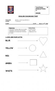 diagnostic test 1st grade elementary school