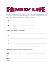 English worksheet: FAMILY LIFE