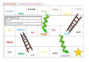 English Worksheet: Snakes and Ladders Adjectives and Opposites Game