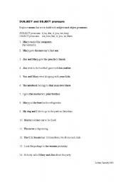 English Worksheet: SUBJECT and OBJECT Pronouns