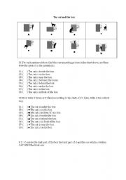 English Worksheet: The cat and the box