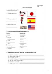 English Worksheet: 6th Grades Quiz