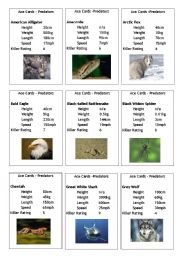 English Worksheet: Ace Cards: Predators