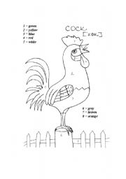 English worksheet: Colour the cock