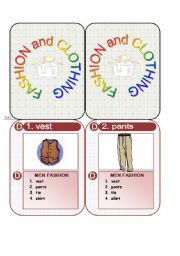 English Worksheet: card game - fashion and clothing