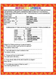 English Worksheet: Reported Speech exercise