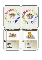 English Worksheet: cards game - fashion and clothing