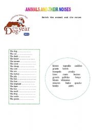 English worksheet: ANIMALS AND THEIR NOISES